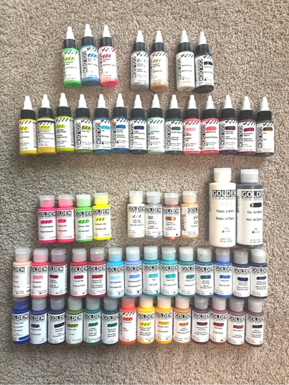 NEW 60 Golden Fluid and High Flow Acrylic Paint Lot